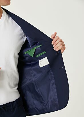 Beymen Club Slim Fit Koyu Lacivert Diyagonal Doku Takım Elbise - 11