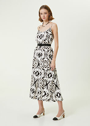 Beymen Club Off-White Wide Leg Zebra Print Long Jumpsuit - 4