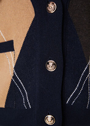 Beymen Club Camel Black Diamond Patterned Wool Cardigan - 9