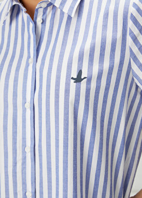 Beymen Club Blue White Striped Midi Shirt Dress - 6