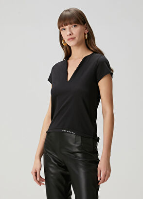 Henley Siyah T-shirt - Görsel 4