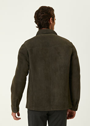 Beymen Club Khaki Shearling Detailed Suede Coat - 4