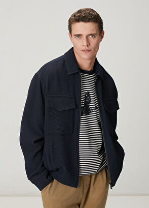 Beymen Club Lacivert Diyagonal Desenli Örme Ceket - 11