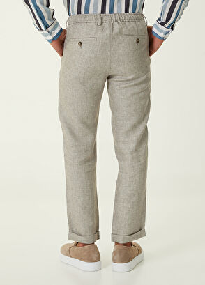 Beymen Club Bej Duble Paça Keten Pantolon - 3