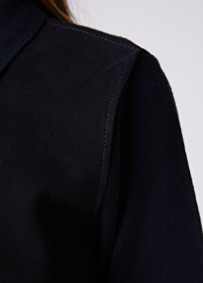 Beymen Club Navy Blue Suede Inserted Wool Knit Jacket - 8