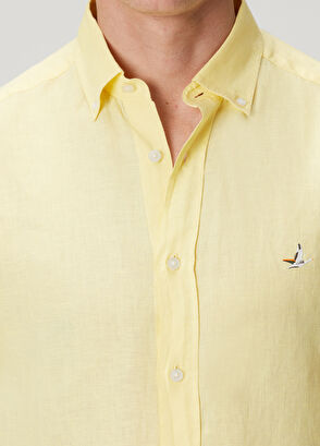 Beymen Club Comfort Fit Light Yellow Linen Shirt - 6