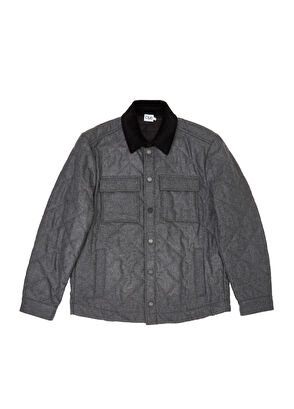 Beymen Club Anthracite Velvet Collar Quilted Wool Outer Shirt - 7