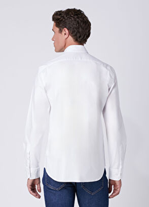 Beymen Club Slim Fit White Lycra Oxford Shirt - 5