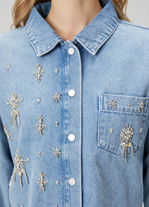 Beymen Club Blue Crystal Denim Jacket - 6