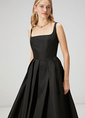 Beymen Club Black Maxi Taffeta Dress - 4