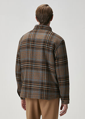 Beymen Club Kahverengi Ekose Desenli Yün Dış Gömlek - 6