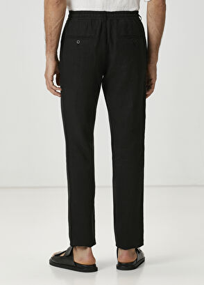 Beymen Club Siyah Beli Kordonlu Keten Pantolon - 3