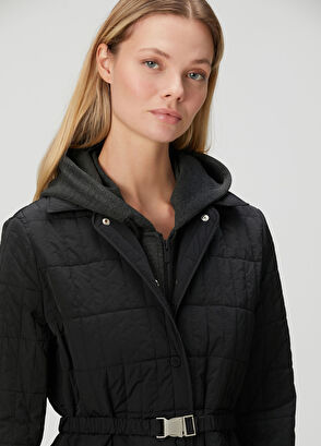 Siyah Kapitoneli Kısa Mont - Görsel 5