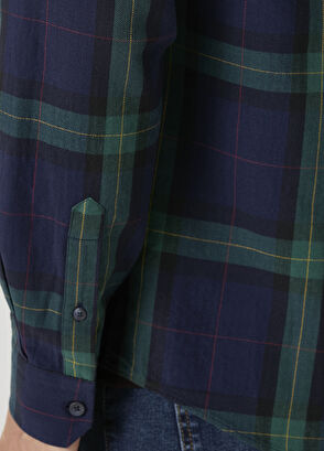 Beymen Club Comfort Fit Green Navy Blue Plaid Patterned Shirt - 8