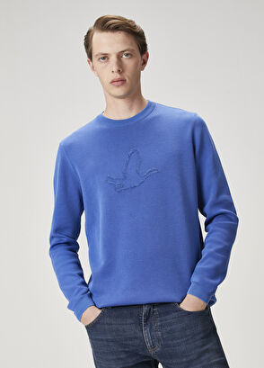Beymen Club Sax Blue Logo Jacquard Sweater - 3
