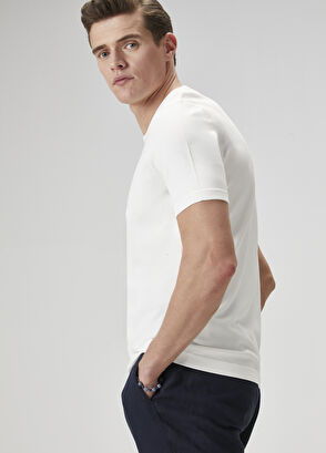 Beymen Club Kırık Beyaz Logo Jakarlı Kısa Kollu Kazak - 5