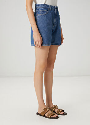 Beymen Club Blue Wash Basic Denim Shorts - 3