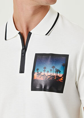 Beymen Club Comfort Fit White Polo Neck Patch Detailed T-Shirt - 6