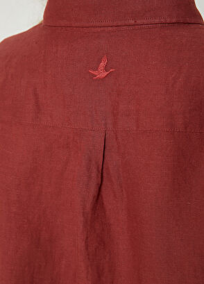 Beymen Club Bordo Kuş Logolu Keten Gömlek - 5