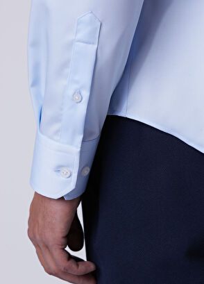 Beymen Club Slim Fit Açık Mavi Pamuk Saten Non-iron Gömlek - 8