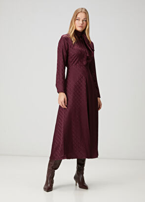 Beymen Club Plum Jacquard Silk Shirt Dress - 4