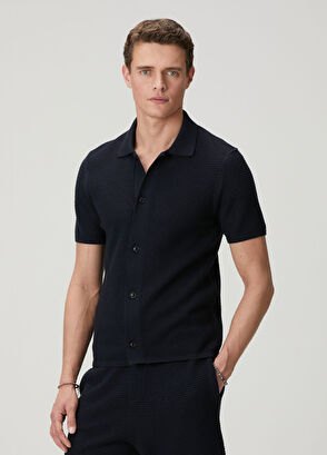 Beymen Club Lacivert Waffle Dokulu Kısa Kollu Triko - 4