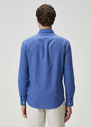 Beymen Club Comfort Fit Kobalt Keten Gömlek - 4