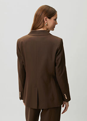 Beymen Club Kahverengi Kruvaze Keten Blazer - 6