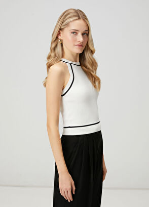 Beymen Club Kırık Beyaz Siyah Çizgi Detaylı Atlet - 4