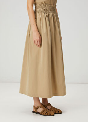 Beymen Club Bej Beli Lastikli Midi Etek - 3