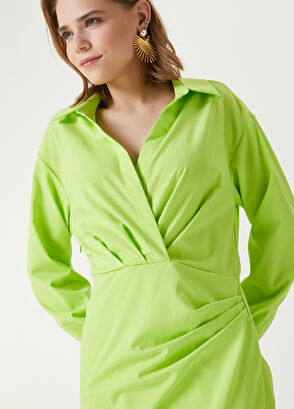 Beymen Club Neon Sarı Mini Anvelop Gömlek Elbise - 5