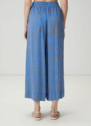 Beymen Club Mavi Çizgili İpek Pantolon - 5