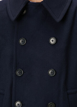 Lacivert Kruvaze Yün Kaban - Görsel 7