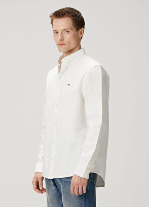 Tommy Jeans Regular Fit Beyaz Oxford Gömlek - 3