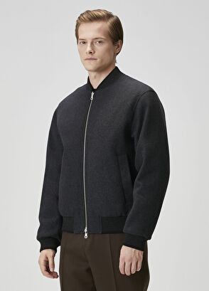 Dries Van Noten Volker Koyu Gri Çift Taraflı Bomber Ceket - 4