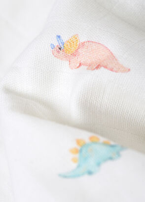 Casadora Baby Dino Organic Cotton Welt Double Sided Unisex Baby Muslin Blanket - 6
