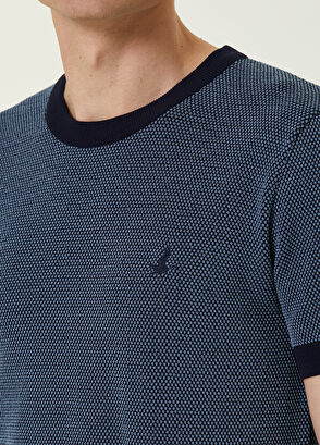 Beymen Club Lacivert Çift Renk Örgü Dokulu Kısa Kol Kazak - 5