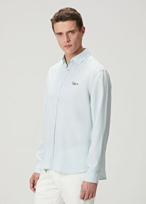 Beymen Club Comfort Fit Light Blue Lyocell Blend Shirt - 5