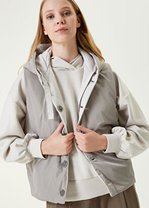 Beymen Club Gri Çift Taraflı Kapüşonlu Puff Yelek - 4