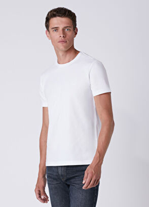 Beymen Club Regular Fit Off White Elastane Basic T-Shirt - 4
