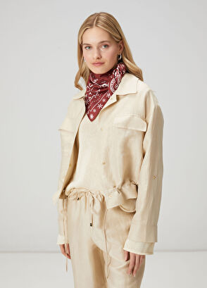 Beymen Club Bej Parlak Keten Bomber Ceket - 5