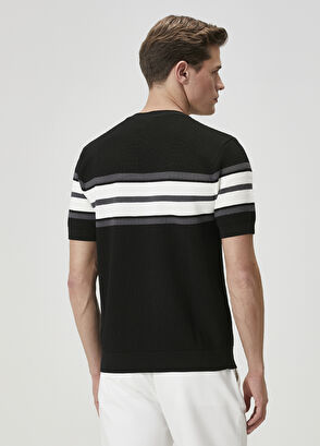 Beymen Club Black Colorblocked Jacquard Short Sleeve Sweater - 5
