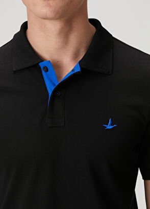 Beymen Club Siyah Slim Fit Yaka Altı Baskılı Basic Polo Tshirt - 7