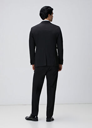 Network Siyah Yün Karışımlı Smokin Takım Elbise - 6