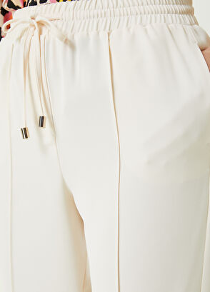 Beymen Club Krem Beli Lastikli Nervürlü Pantolon - 4