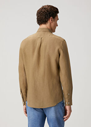 Beymen Club Vizon-Haki Comfort Fit Keten Gömlek - 6