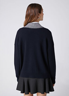 Beymen Club Navy Blue Crystal Logo College Cardigan - 5