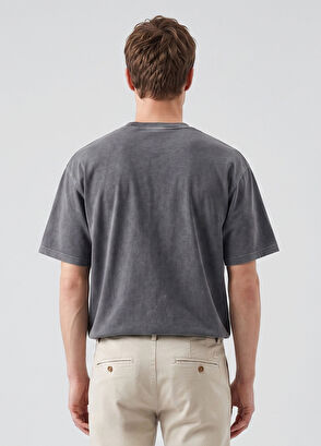 Beymen Club Antrasit Antik Parça Boya Logolu Oversize T-shirt - 5