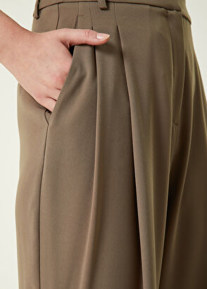 Beymen Club Haki Çift Pilili Krep Palazzo Pantolon - 4