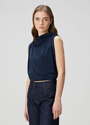 Magda Butrym Lacivert Drapeli Bluz - 4